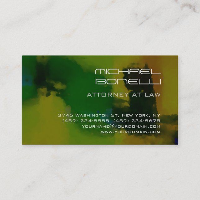 Green Abstract Attorney at Law Business Card (Front)