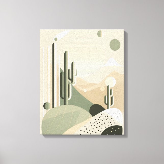 Green Abstract Boho desert landscape Canvas Print (Front)