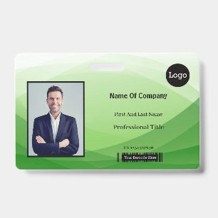 Green Abstract Business Photo Identification ID Badge