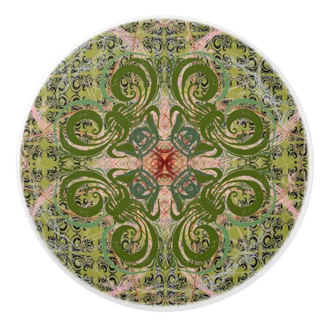 Green Abstract by Alexandra Cook Ceramic Knob (Front)