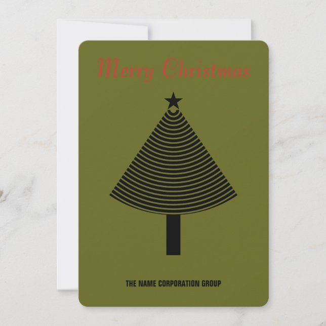 Green abstract Christmas tree business Invitation (Front)