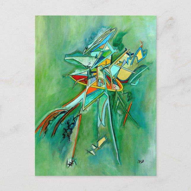 Green Abstract Colourful Fine Art Cards (Front)