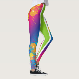 Green/Abstract Colourful Sporty Leggings