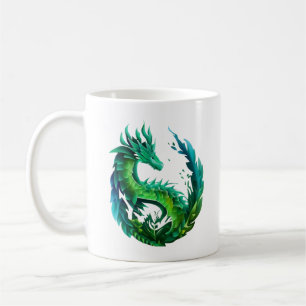 Green Abstract Dragon Nature Design Coffee Mug