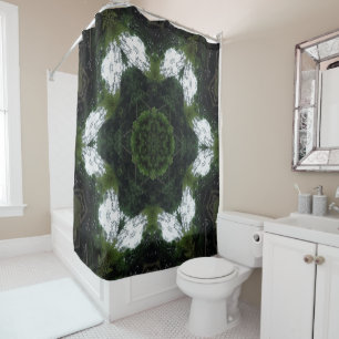 GREEN ABSTRACT DRAWING. SAMER BRASIL 1 SHOWER CURTAIN