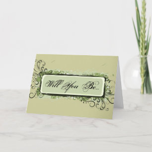 Green Abstract Floral Be My Bridesmaid Invitation