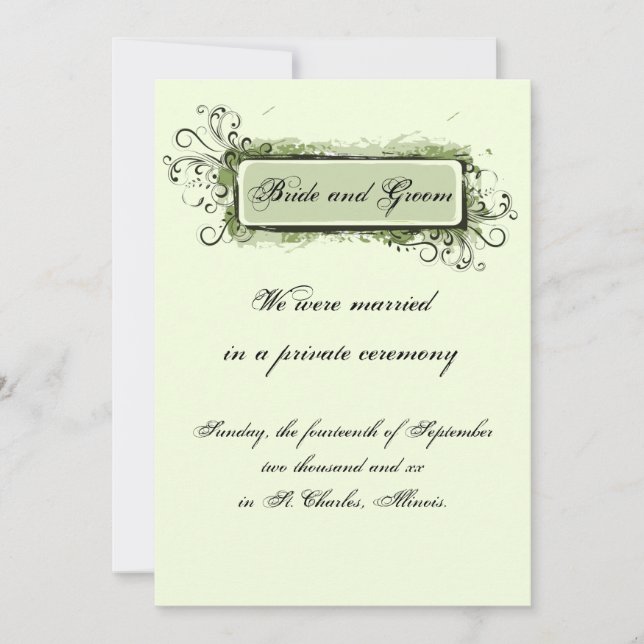 Green Abstract Floral Marriage Announcement (Front)