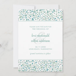Green Abstract Floral Modern Seaside Wedding Save The Date