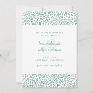 Green Abstract Floral Modern Seaside Wedding Save The Date