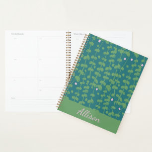 Green Abstract Floral Vines Pattern Personalised Planner