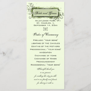 Green Abstract Floral Wedding Program Programme
