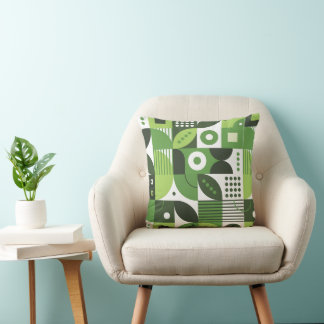 Green Abstract geometric art pattern  Cushion