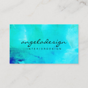 Green Abstract Ink Blue Ocean Sea Ombre Business Card
