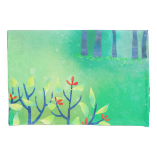 Green Abstract Landscape Pillowcase
