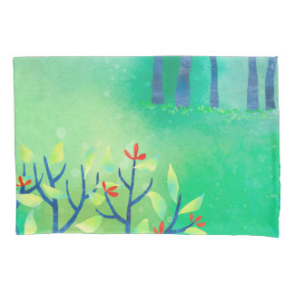 Green Abstract Landscape Pillowcase