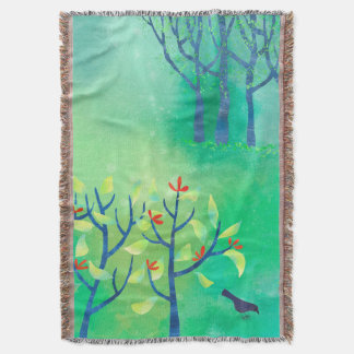 Green Abstract Landscape Throw Blanket