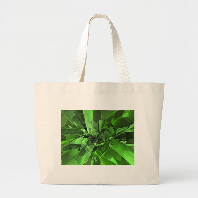 Green Abstract Large Tote Bag (Front)