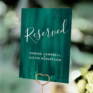 Green abstract modern art table reserved table number