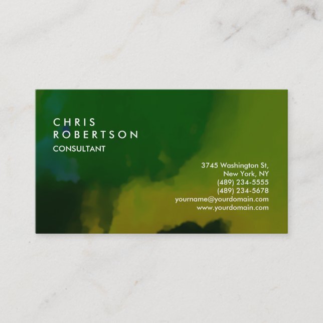 Green Abstract Modern Creative Business Card (Front)