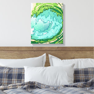 Green Abstract Ocean Waves Wrapped Canvas