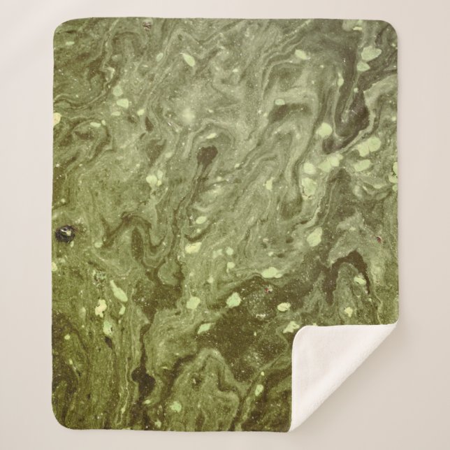 Green abstract painting sherpa blanket (Front)