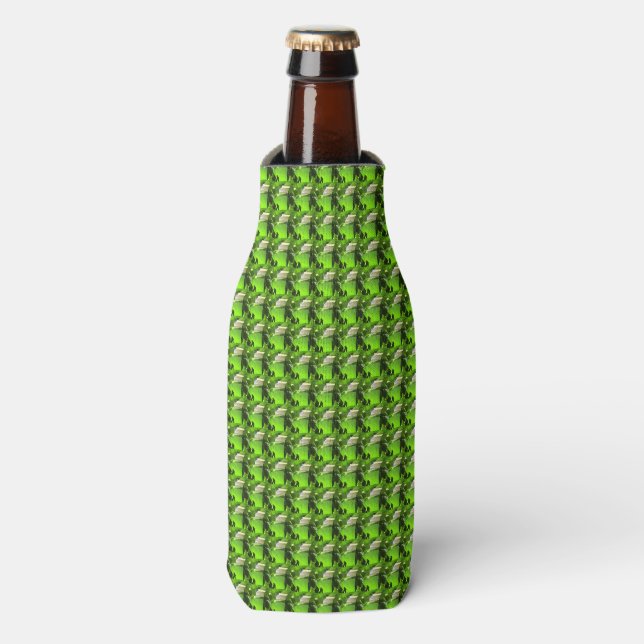 Green Abstract Pattern Bottle Cooler (Bottle Front)