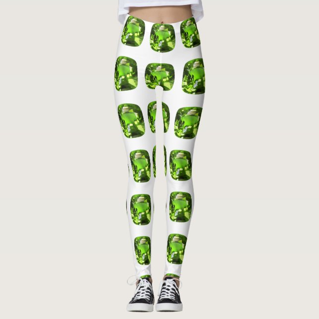 Green Abstract Pattern Leggings (Front)