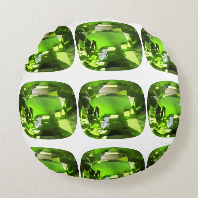 Green Abstract Pattern Round Cushion (Front)