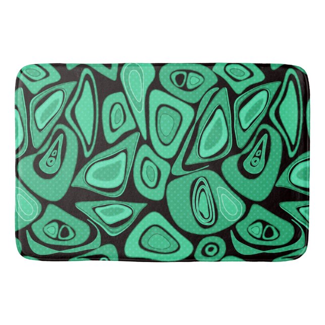 Green, abstract, retro bath mat (Front)