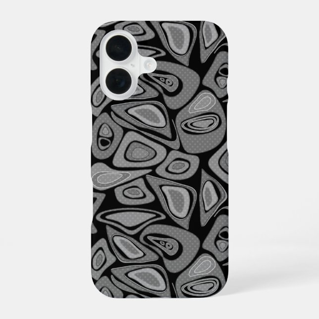Green, abstract, retro iPhone 16 case (Back)