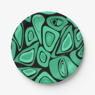 Green, abstract, retro paper plate