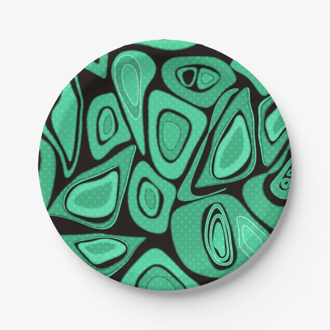 Green, abstract, retro paper plate (Front)
