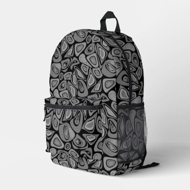 Green, abstract, retro printed backpack (Back Corner Right)