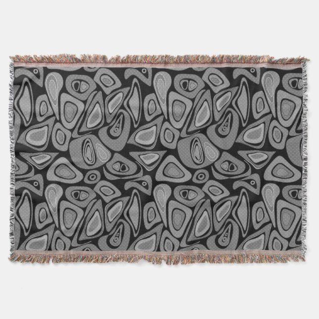 Green, abstract, retro throw blanket (Front)