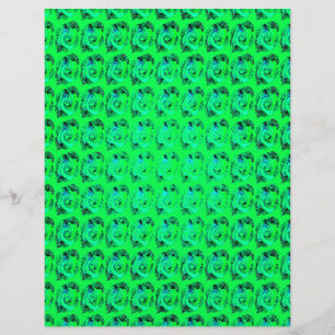 Green Abstract Roses Bulk Scrapbook Paper Pages