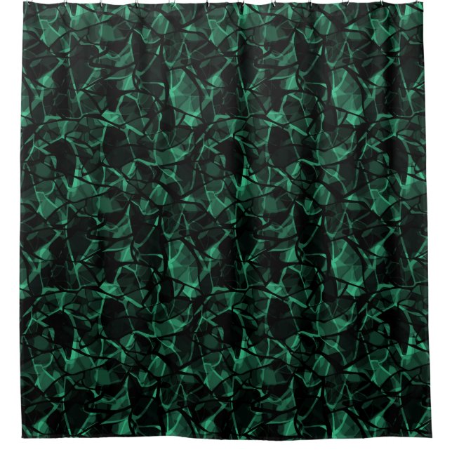 green abstract shower curtain (Front)