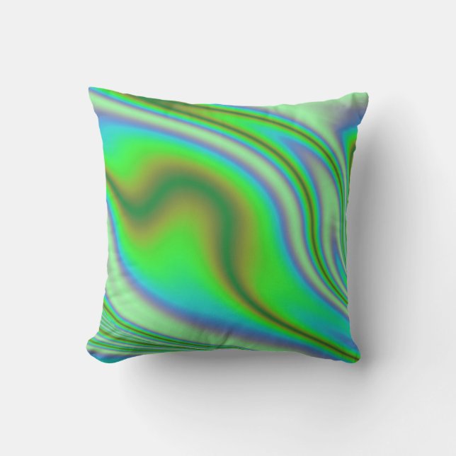 Green Abstract Swirl Cushion (Front)