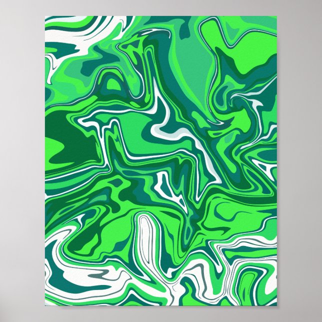 Green Abstract Swirl Design Poster (Front)