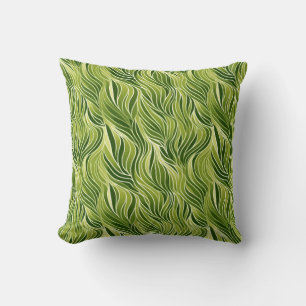 Green Abstract Swirl Pattern  Cushion