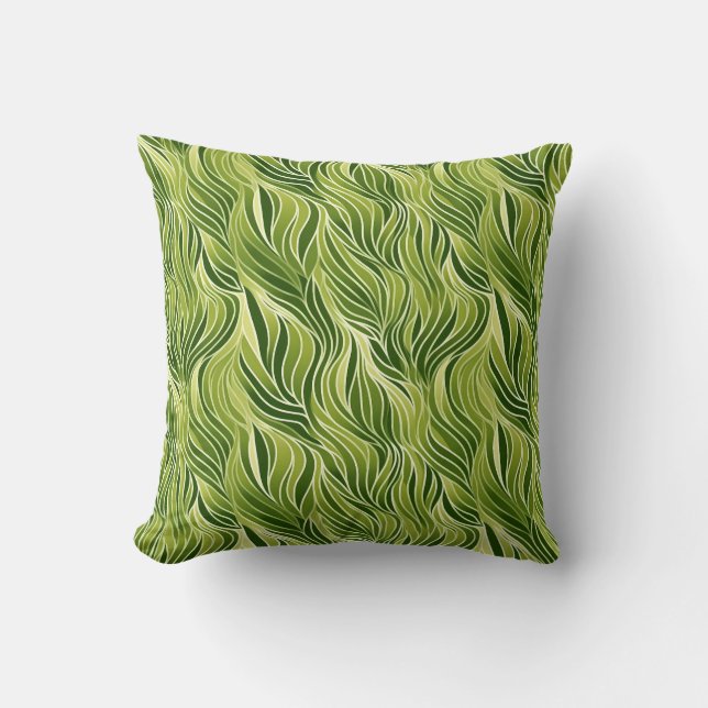 Green Abstract Swirl Pattern  Cushion (Front)
