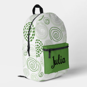  Green Abstract Swirls Personalised Printed Backpack