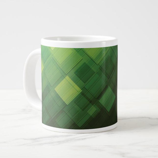Green abstract technology design large coffee mug (Front Left)