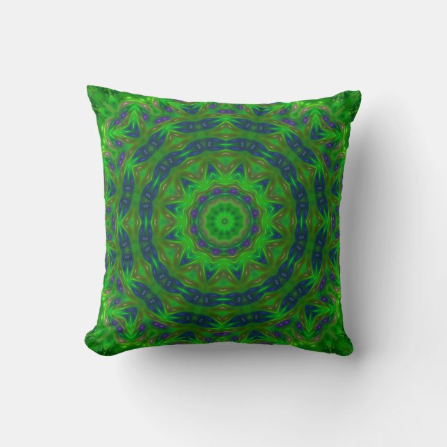 Green Abstract Throw Pillow (Front)