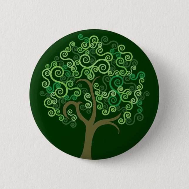 Green Abstract Tree 6 Cm Round Badge (Front)