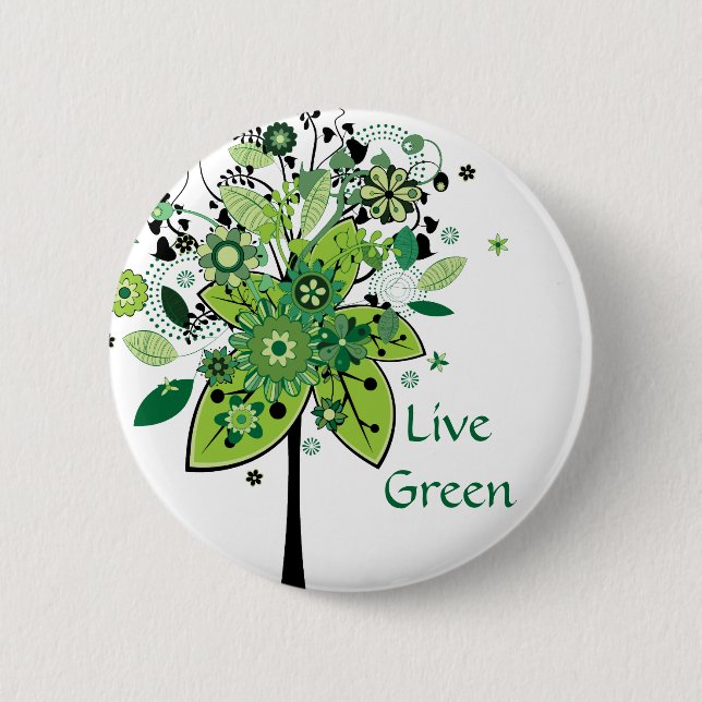 Green Abstract Tree 6 Cm Round Badge (Front)