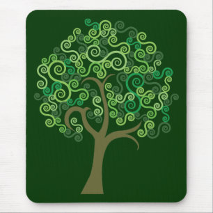 Green Abstract Tree Mouse Mat