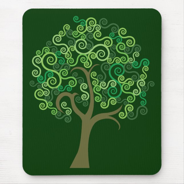 Green Abstract Tree Mouse Mat (Front)