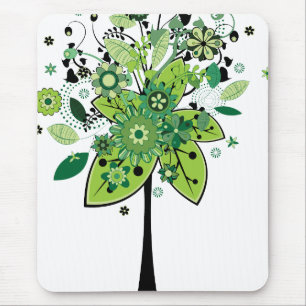 Green Abstract Tree Mouse Mat
