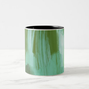 Green Abstract Two-Tone Coffee Mug