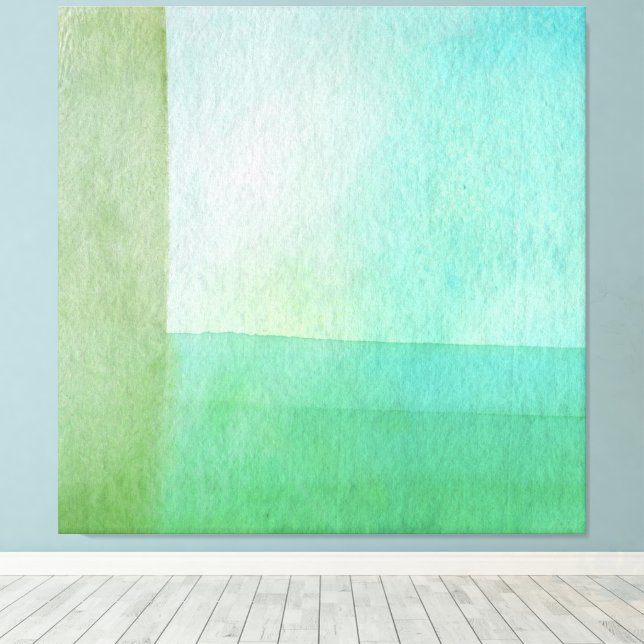 Green Abstract Watercolor Dream Wall Canvas Print (Insitu(Wood Floor))
